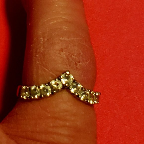 Vintage 925 V Ban 9 Stone CZ Diamond Ring - Picture 1 of 7